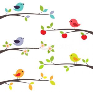 Ağaç ve Renkli Kuşlar